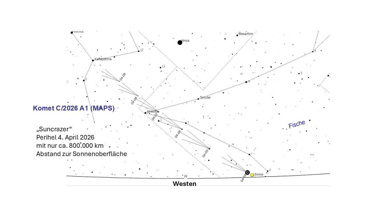 Du betrachtest gerade Komet C/2026 A1 MAPS – Ein Komet kommt der Sonne sehr nahe