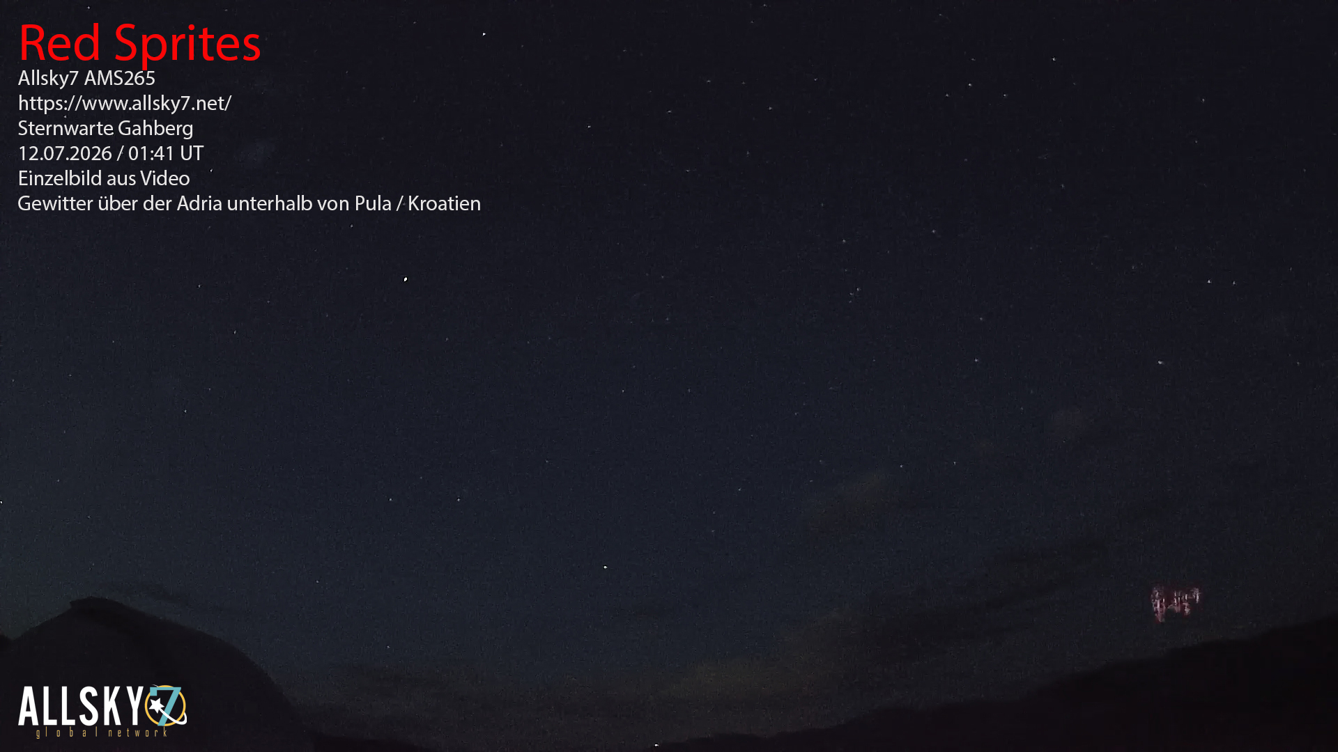 Red Sprites (Rote Blitze) 12.07.2026 (03:41 MESZ)