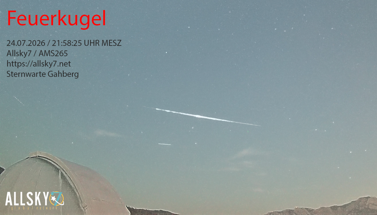 Meteor-Feuerkugel 24.07.2026 (21:58 MESZ)